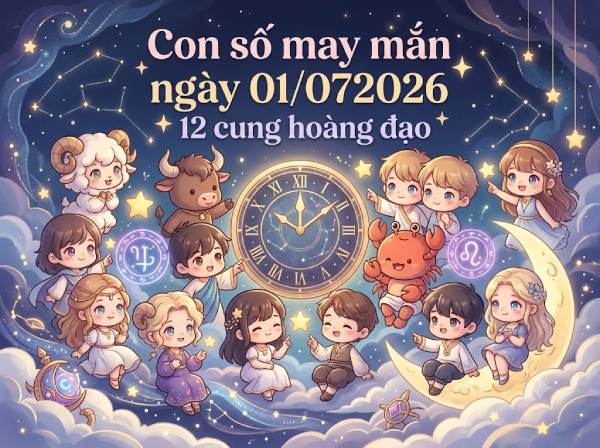 Con số may mắn ngày 01/07/2026 thứ 4 12 cung hoàng đạo