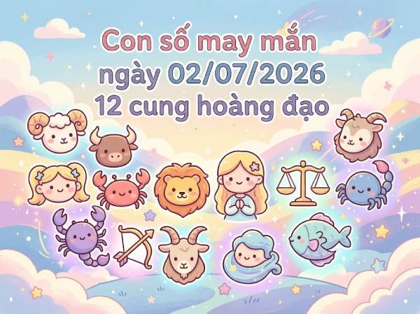 Con số may mắn ngày 02/07/2026 thứ 5 12 cung hoàng đạo
