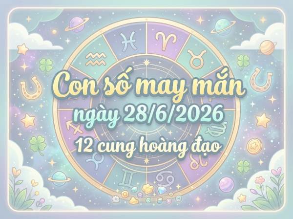 Con số may mắn ngày 28/06/2026 chủ nhật 12 cung hoàng đạo