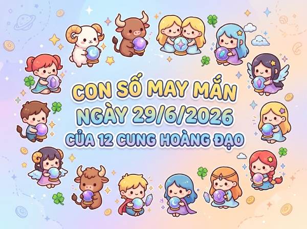 Con số may mắn ngày 29/06/2026 thứ 2 12 cung hoàng đạo