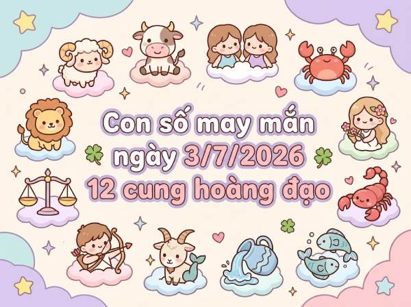 Con số may mắn ngày 03/07/2026 thứ 6 12 cung hoàng đạo